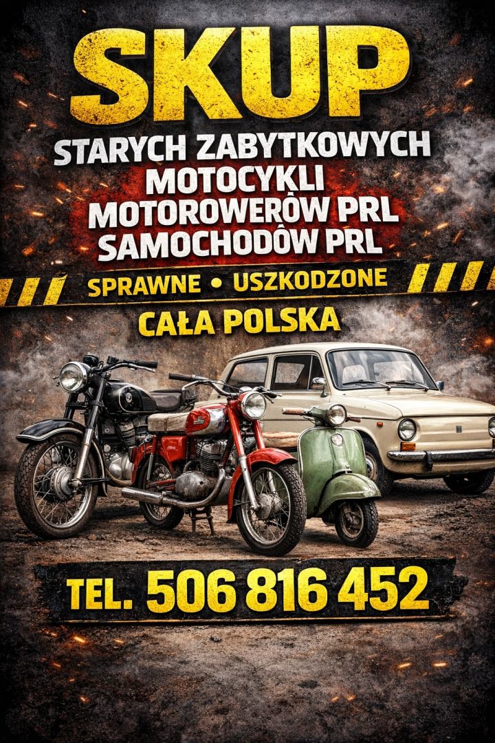 SKUP: STARE ZABYTKOWE MOTOCYKLE MOTOROWERY MOTORY PRL CAŁA POLSKA SAMOCHODY PRL Białystok - Zdjęcie 1