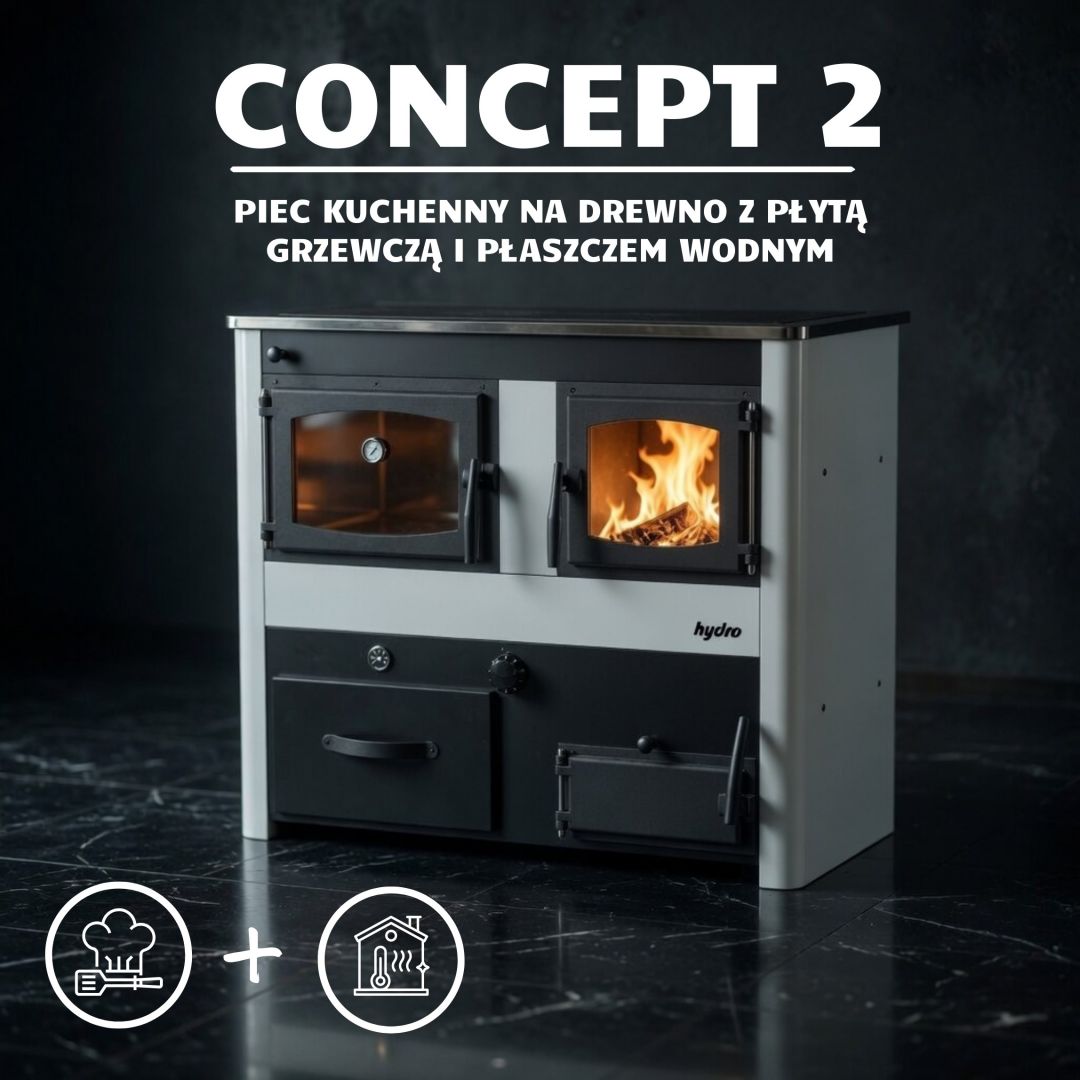 Piec kuchenny na drewno Concept 2 - 18 kW z płaszczem wodnym Białystok - Zdjęcie 1