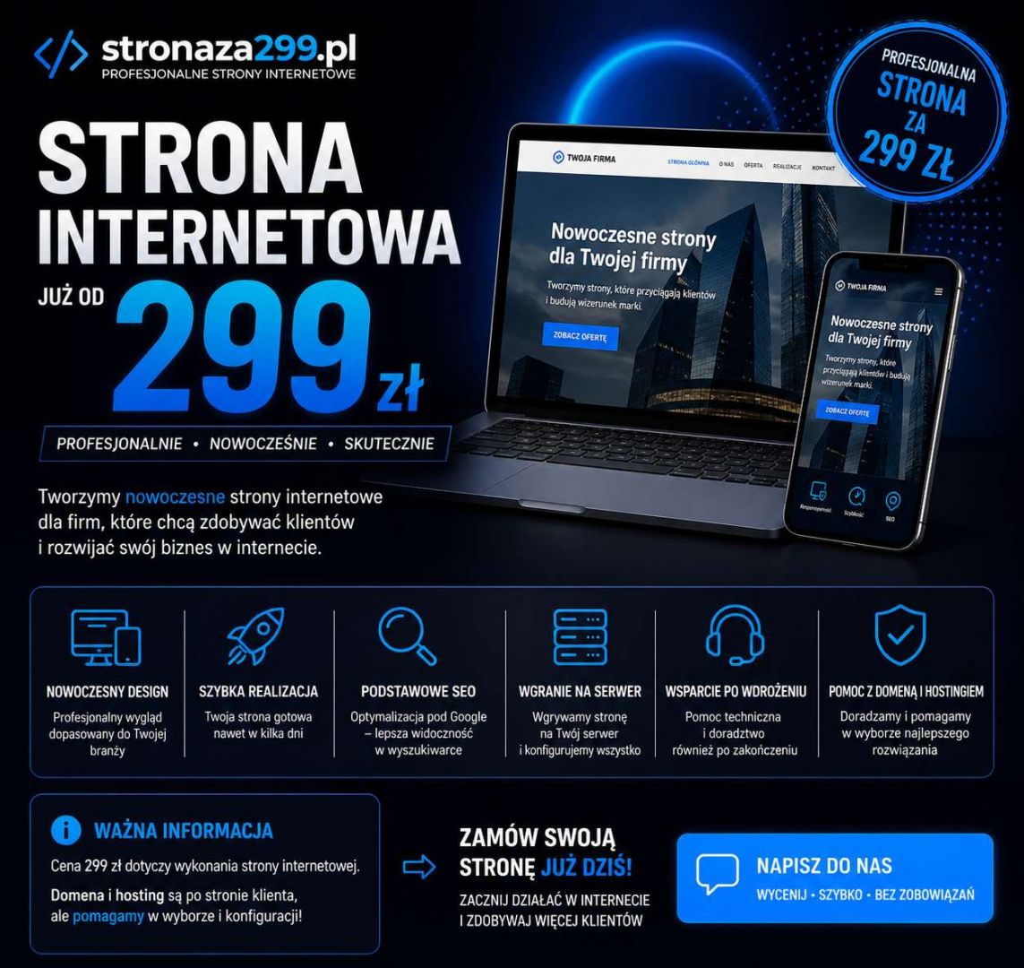 Tania strona internetowa za 299 zł | Faktura cała Polska - Zdjęcie 1