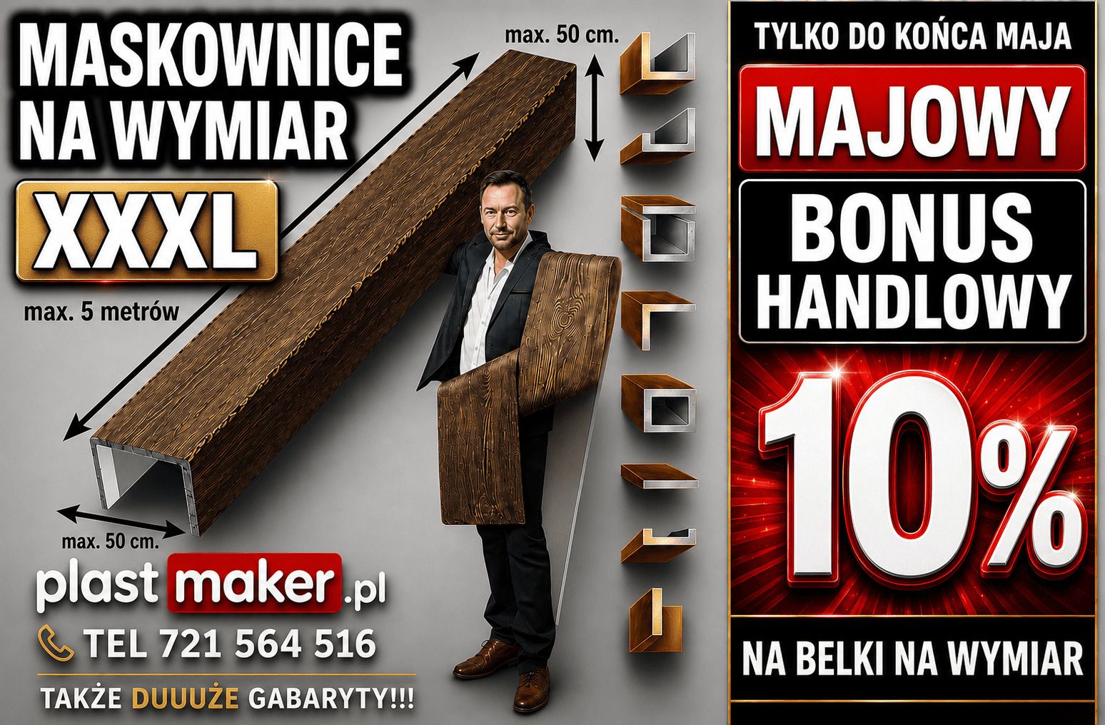 BONUS HANDLOWY 10 procent - tylko w maju na BELKI NA WYMIAR cały kraj - Zdjęcie 1